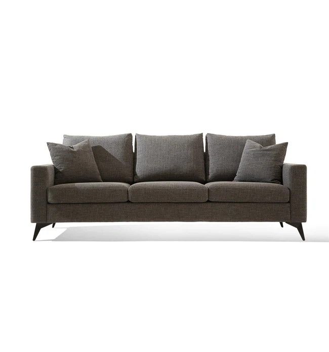 Grey Fabric Modern Three Seater Sofa