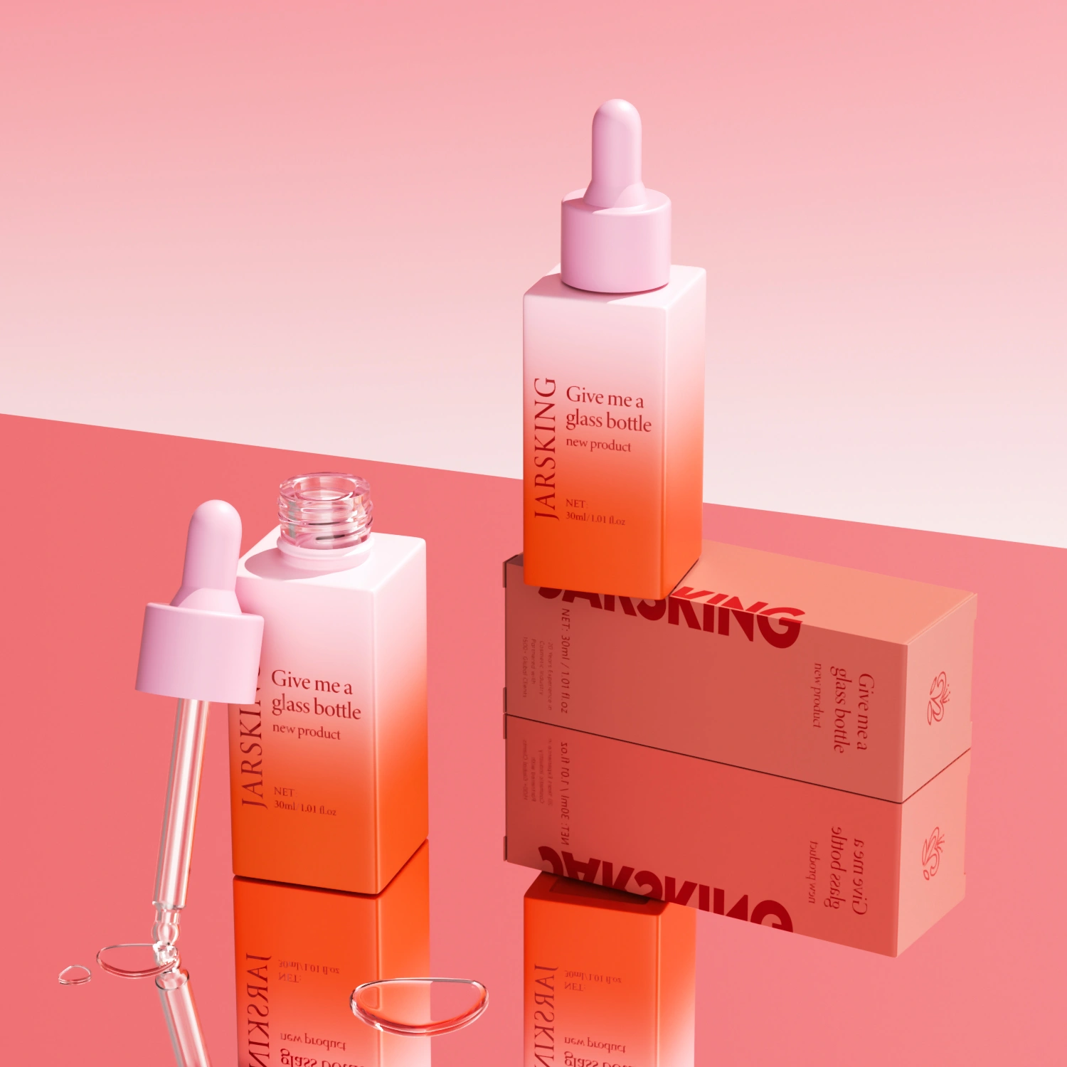 Square Dropper Bottle for Serums Essential Oils Foundation Lotion